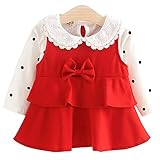 YY-Natuhi ベビー服 子供服 女の子 ワンピース ブラウン 二点セット サロペット スカート トップス 水玉柄 キッズ 新生児 ベビー 長袖 赤ちゃん 綿 秋冬 入園式 レース ふわふわ (9