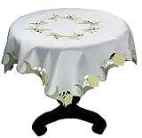 Xia Home Fashions Spring Tulip Embroidered Cutwork Spring Table Topper, 36 by 36-Inch