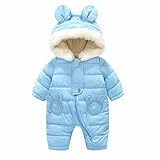 Burning Go ベビー服 新生児 ロンパース スノーウェア ダウン 裏起毛 可愛い ダウンロンパース カバーオール 爬行服 ジャンプスーツ 耳付きフード 雪遊び アウトドア オーバーオール 寒さ