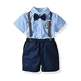 Ymgot 子供 フォーマル スーツ 男の子 半袖 4点セット キッズ 洋装 紳士服 サスペンダー付き 七五三 結婚式 演出服 発表会 (110cm, コン)