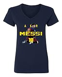 海軍リオネル・メッシFCバルセロナAir SoccerレディースVネックTシャツ