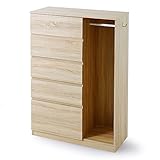 チェスト 収納チェスト 5段 タンス 箪笥 幅93cm 洋服タンス ハンガーラック 洋服収納 オーク