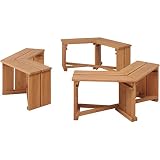 ウッディーガーデン六角ベンチ3個セット[6人がけ木製ガーデンベンチ] ノーブランド品