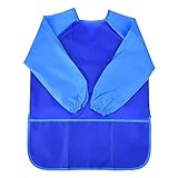 Insho長袖Children 's Art Smock、子供防水アーティストSmocks、Painting Apron with 3ポケット ブルー HO_1014