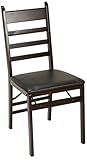 Cosco 2-Pack Wood Folding Chair with Vinyl Seat and Ladder Back Espresso [並行輸入品]