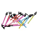 Fenteer 子供　ミニガーデニング　プラントツール　　シャベル　レーク　スペード　ウードのハンドル　　1セット　DIY　ヤード