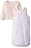 Little Me Girls' Sweet Lovebirds 2 Piece Cotton Wearable Blanket Set White/Pink 0-3 Months [並行輸入品]