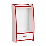 【地球家具】【キッズ収納】子供用 服かけ 安全設計 完成品安心やわらかEVA素材 おしゃれなハンガーラック 日本製 (レッド, スリム)