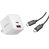 バッファロー 充電器 20W 2ポート Type-C Type-A BSACPD2015C2WH & USB Type C ケーブル USB-C & USB-C 2.0 ケーブル 1.0m BU2CC10BK/N セット