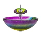 Theポラリス洗面台p916バスルームアンサンブル( Bundle – 4 Items :舟形シンク、滝蛇口、ポップアップ排水、シンクリング) シルバー P916-C