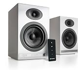 Audioengine オーディオエンジン HD5 ワイヤレス・パワードスピーカー l ブックシェルフ型ホームミュージックシステム Bluetooth aptX HD対応・DACアンプ内蔵 l 有線・無線接続、AUX入力、光デジタルSPDIF入力、RCA入力、サブウーファー接続,24bit DAC, 150W (ハイグロス・ホワイトペイント)