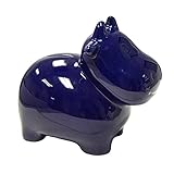 Benzara BM148229 Elegantly Simple Ceramic Cow Bank Figurine, Blue