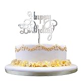 DEESEE (TM) 新しい& # x1 F338 ;壁ステッカー& # x1 F338 ;新しいHappy誕生日アクリルケーキトッパー装飾シルバーゴールドパーティー用品装飾 22cm * 18 c