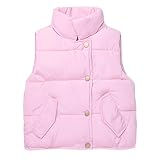 【DELIA】 女の子 ベスト子供服 羽毛綿ベスト チョッキマガ 男の子は小さい大童女の子 短い冬子供服 (110, ピンク)