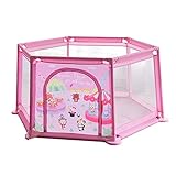 子供の遊び屋内と屋外のフェンスベビープレイペンオーシャンボールプールネットセーフクロール幼児遊び場には200のボールが含まれています (色 : Pink)