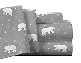 Pointehaven Flannel Deep Pocket Sheet Set with Oversized Flat Sheet Twin X-Long Polar Bear [並行輸入品]