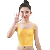 [Lettyhe] 子供服 キャミソール タンクトップ キッズ 女の子 ダンス ヒップホップ スポーツ インナー 中学生 小学生 重ね着 キャミソール 黒 白 (S, イエロー)