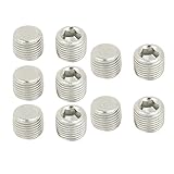 uxcell 六角ヘッドパイププラグ 金属1/8 BSPマレスレッド ソケット コネクタ フィッティング10個入り