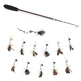 SONGWAY ねこ おもちゃ 毛虫 猫おもちゃ 猫じゃらし ねこのおもちゃ 猫用おもちゃ じゃれ猫 羽根 羽のおもちゃ 鈴付き 1本釣り竿付き 交換と伸縮可能 猫ストレス解消おもちゃ 人気 丈夫 13点セット