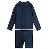 Ashberry(アッシュベリー) キッズスクール水着 女の子用長袖セパレート前ファスナータイプ 長袖ラッシュガード+パンツセット [UPF50+紫外線対策加工] 140cm(865756)