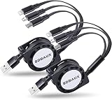 充電ケーブル 3in1 充電コード 巻き取り3A 急速充電 ライトニングケーブル 携帯充電ケーブル USBケーブル Phone/Type C/Micro USB 3台同時充電Android タイプC各機種対応【2本セット】