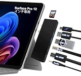 Surface Pro 12インチ 2025 USB Cハブ 専用 8-in-1 4K HDMI+Thunderbolt 4 ポート (4K@60Hzビデオ出力/ 40Gbps データ転送/100W PD充電)+2*USB3.0ポート+100Mbps LAN+SD/TFカードリーダー+3.5mmオーディオ 搭載 Surface Pro 12インチ2025専用