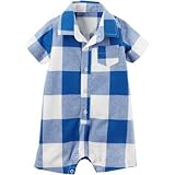 Carter's(カーターズ) バッファローチェックロンパース ブルー ロンパース半袖 18ヶ月【並行輸入】