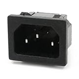 uxcell 　C14 電源プラグ　プラスチック　電気部品　ブラック　　工業オートメーション