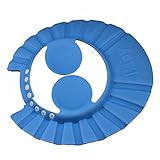 かわいいシャンプーハット　耳のシールド付き　ベビー　キッズ　子供　シャワーキャップ　シャワー用防水帽　ブルー