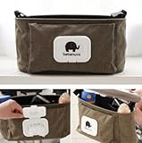 ベビーカーバッグ　収納バッグ　ママ助け　マザーズバッグ多機能小物入れ レディース マザーズバッグ バッグオーガナイザー オープンタイプ　ミニポーチ付 (カーキ)