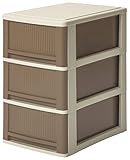 サンコープラスチック 小物収納3段 オーラ 幅25.2×奥35×高41.2cm ブラウン