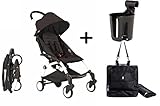 BabyZen YoYo Stroller - White/Black + Babyzen Premium YoYo Travel Bag, Black + BabyZen YOYO Cup Hold