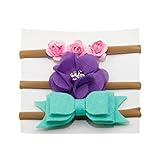三番目の店 3PCS 子供の弾性 花のヘッドバンド 髪の女の子の赤ん坊のちょう結びのヘアバンド セット