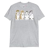 [もふねこグッズ] mofusand 半袖Tシャツ お顔コロコロにゃん (Lサイズ, グレー)