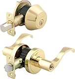 Brinks 2746-105 Wave Style Keyed Alike Lever Door Knob and Deadbolt Combo Pack, Polished Brass by BR