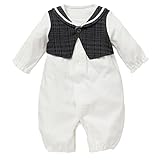 西松屋 EFD フェイクベスト付きスムース長袖コンビドレス【新生児50-60cm】 新生児