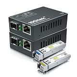 10Gtek ギガビット 光メディアコンバーター 小さいサイズ 1対, シングルモード 1芯 LC ファイバー 1.25Gb/s BiDi 1000Base-LX SFPモジュール セット（1310/1550nm 500m 最大3㎞）