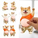 デブ犬 ぷにぷにシール 3D 犬 お腹 シール【2026新型】柔らかいお腹 かわいい スクイーズ ストレス解消 携帯電話 手帳 デコレーション用 日記帳用 车用 手芸用品 ふわふわ もちもち 癒しグッズ ギフト (6個 柴犬)