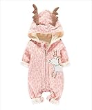 Cats Prince 春秋と冬パジャマ ロンパース 男女兼用 ベビー服 ピンク 小さな白い鹿 (90cm, ピンク)