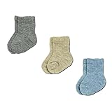 新生児・ルーズソックス3足組・日本製 7-9cm グレー、ベージュ、サックス