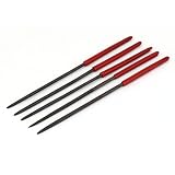uxcell　半円ヤスリ　ハーフラウンドファイル　プラスチックハンドル　ハンドツール　3mm x 140mm　5本入り