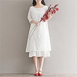 夏風新型白い2017文芸ゆったり七分袖「ひざ妊婦プリントワンピース (XL, 白) [並行輸入品]