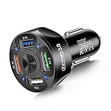 4 in1カーチャージャーアダプター7A35W USB急速充電デバイス（12-32VカーSUVオフロード車用LEDライト付き）