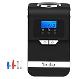 Ymiko2018年最新エアホース 電動エアコンプレッサー 車用空気入れ 電動ポンプ 米式バルブ対応 DC12Vシガーソケット接続式 LEDライト付き LCDデジタル表示 携帯便利 2年間安心保証 自