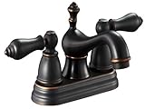 Derengge FL-8208-ORB Oil Rubber Bronze Two Handle Vintage Bathroom Sink Faucet with Free Pop up Drai