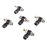 Lovoski 1/4 BSPスロットルバルブ　空気圧コネクタ　エアシリンダフィッティング　クリニーク　8mm　5個