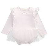 ベビー 女の子 ボンボン スカート ロンパース 紗裙スカート 小さな天使 ロンパース 白　黒　ピンク (12-18月, 白　)