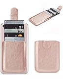 電話カードホルダー RFIDブロッキングスリーブ PUレザー バックフォンウォレット スティックオン プルアップ 5カードホルダー ユニバーサルポケット クレジットカード 現金をカバー iPhone/Android/Samsung/すべてのスマートフォン用 (ローズゴールド)