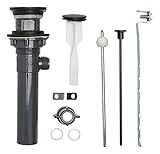 pf Waterworks Clogfreeユニバーサルバスルームシンク/洗面所ポップアップ排水(磁気ストッパー）、グレーABSボディをオーバーフロー、アンティーク真鍮、pf0324-ab-gr PF