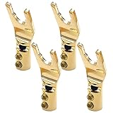 MONOSTORE Yラグ端子 スピーカー オーディオ スピーカー 銅 Y端子 8mm 金メッキ ロジウムメッキ スペードプラグ (金メッキ)